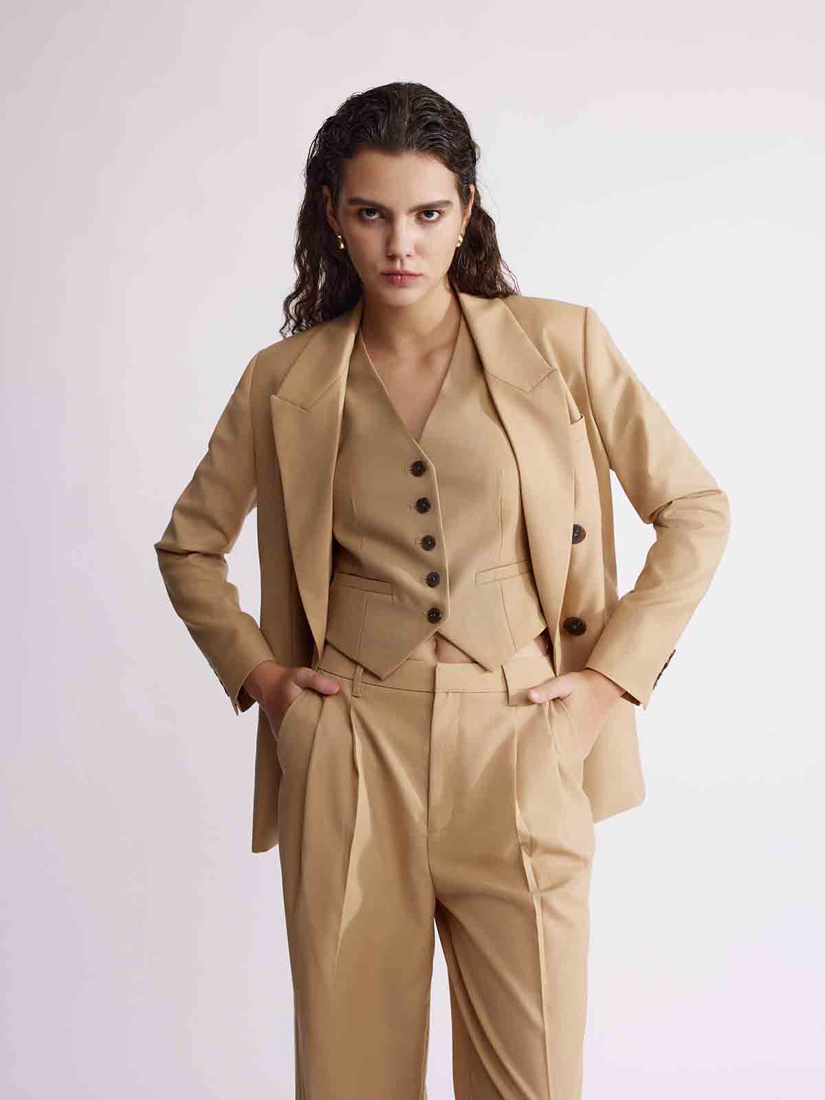 ASOBIO Slim Double-Breasted Blazer