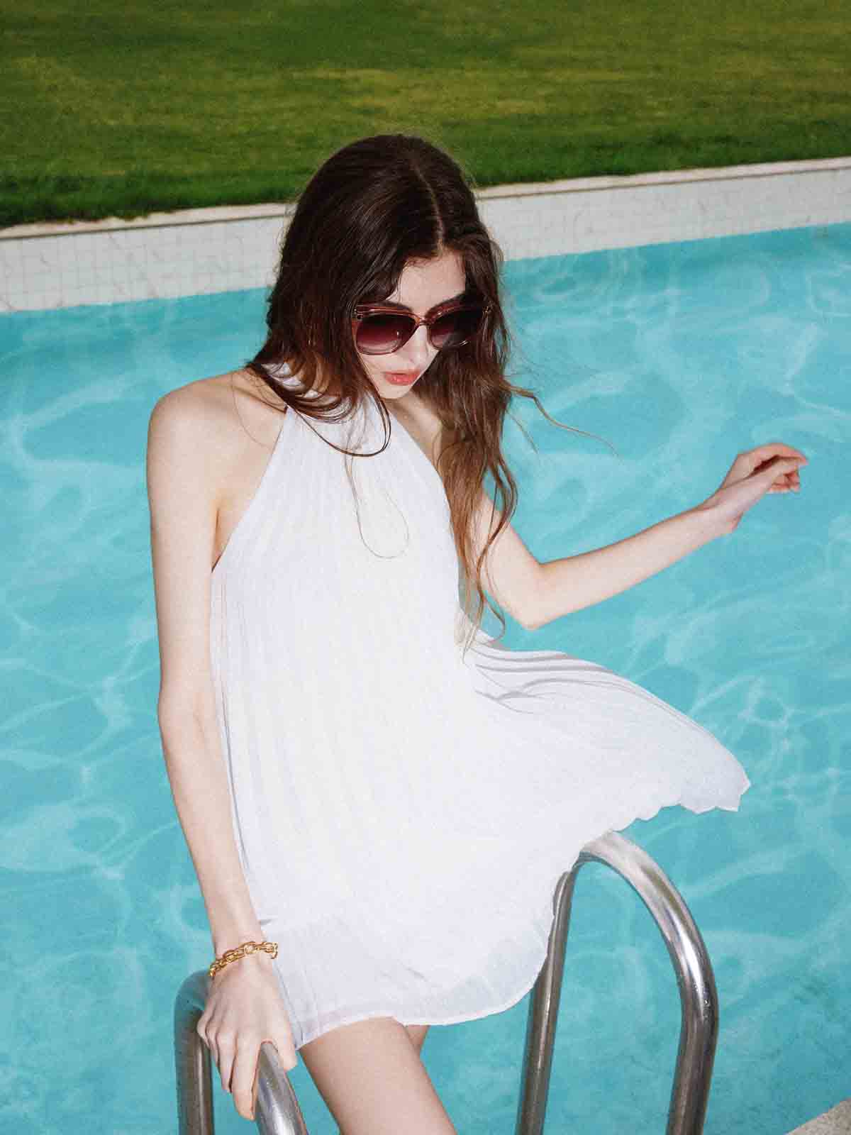 Lightweight Chiffon A-Line Halter Mini Dress