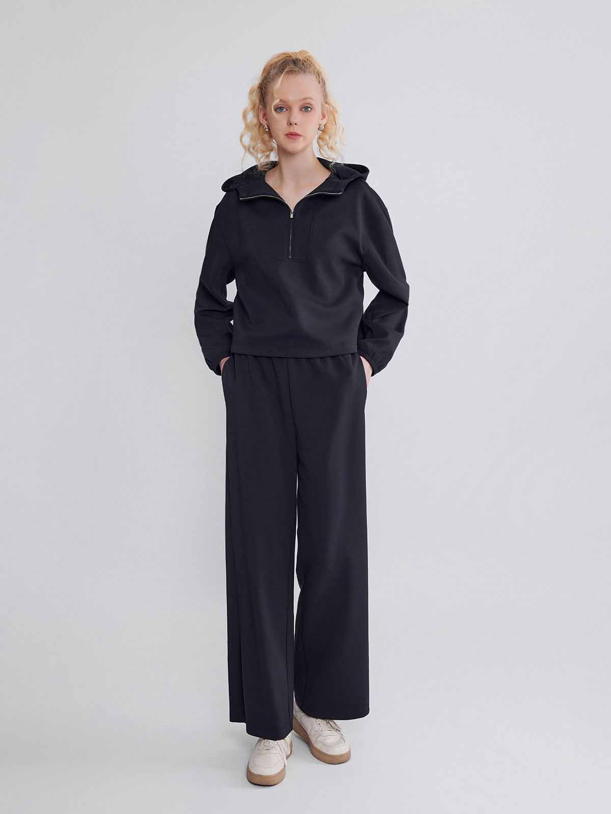 ASOBIO Mid-Rise Wide-Leg Cozy Sweatpants